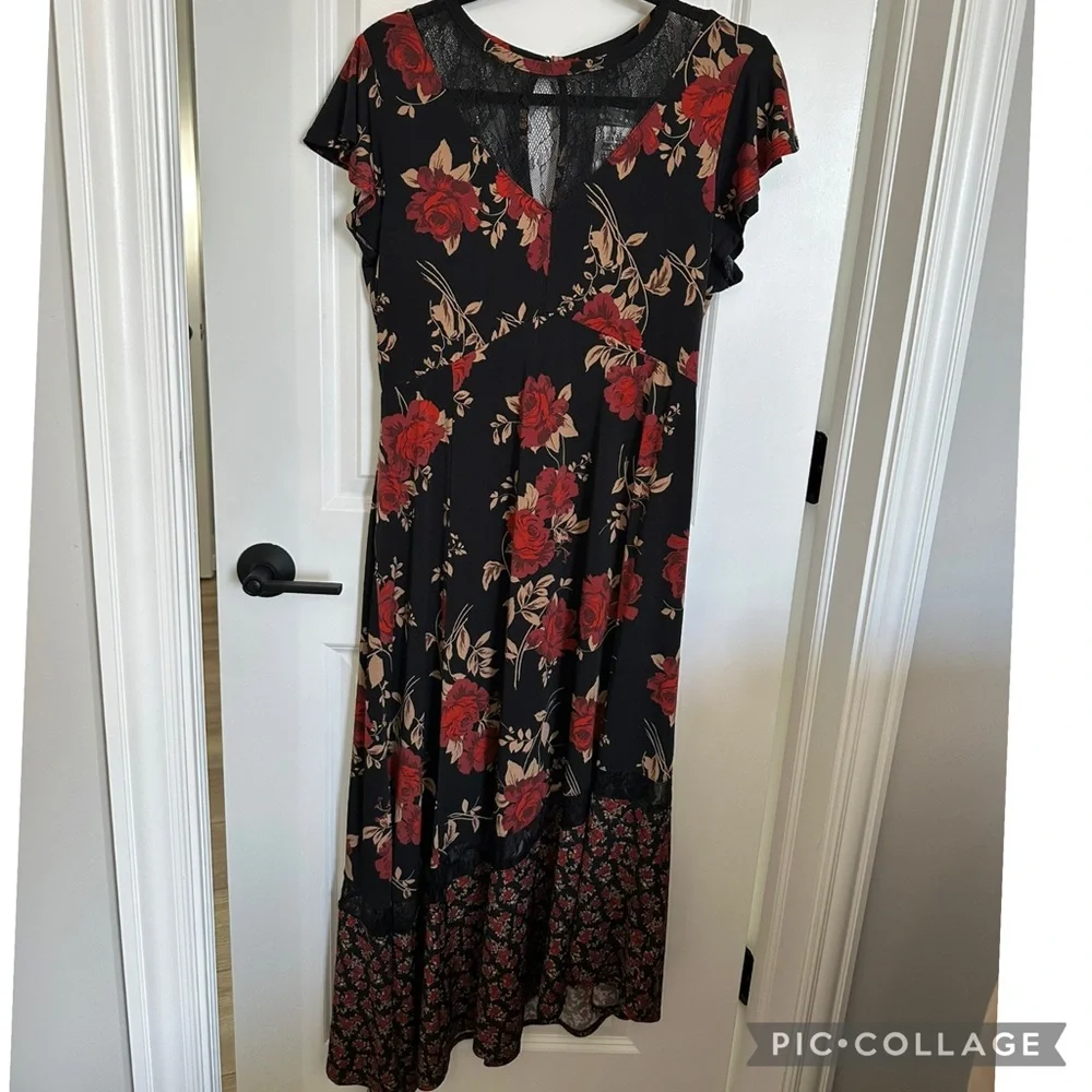 Torrid Floral Boho Black and Red Dress - Picture 2 of 5